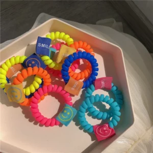 Smile Matte Spiral Hair Ties With Box
